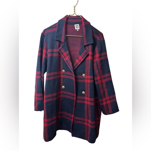 Anne Klein Sweaters - ANNE KLEIN | cardigan jacket plaid XL